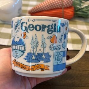 Starbucks Georgia Ceramic Mug - White, Blue, Orange